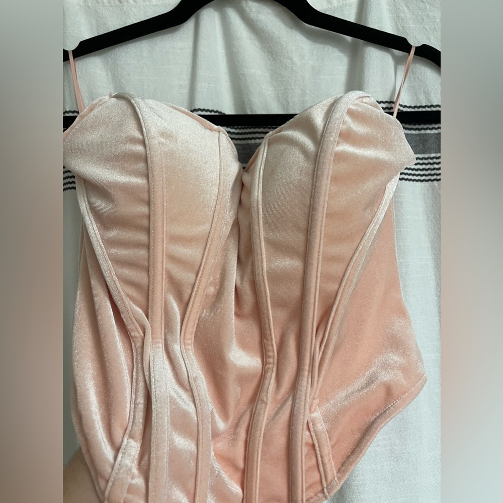 Pink Luxlabel velvet structured corset size XL